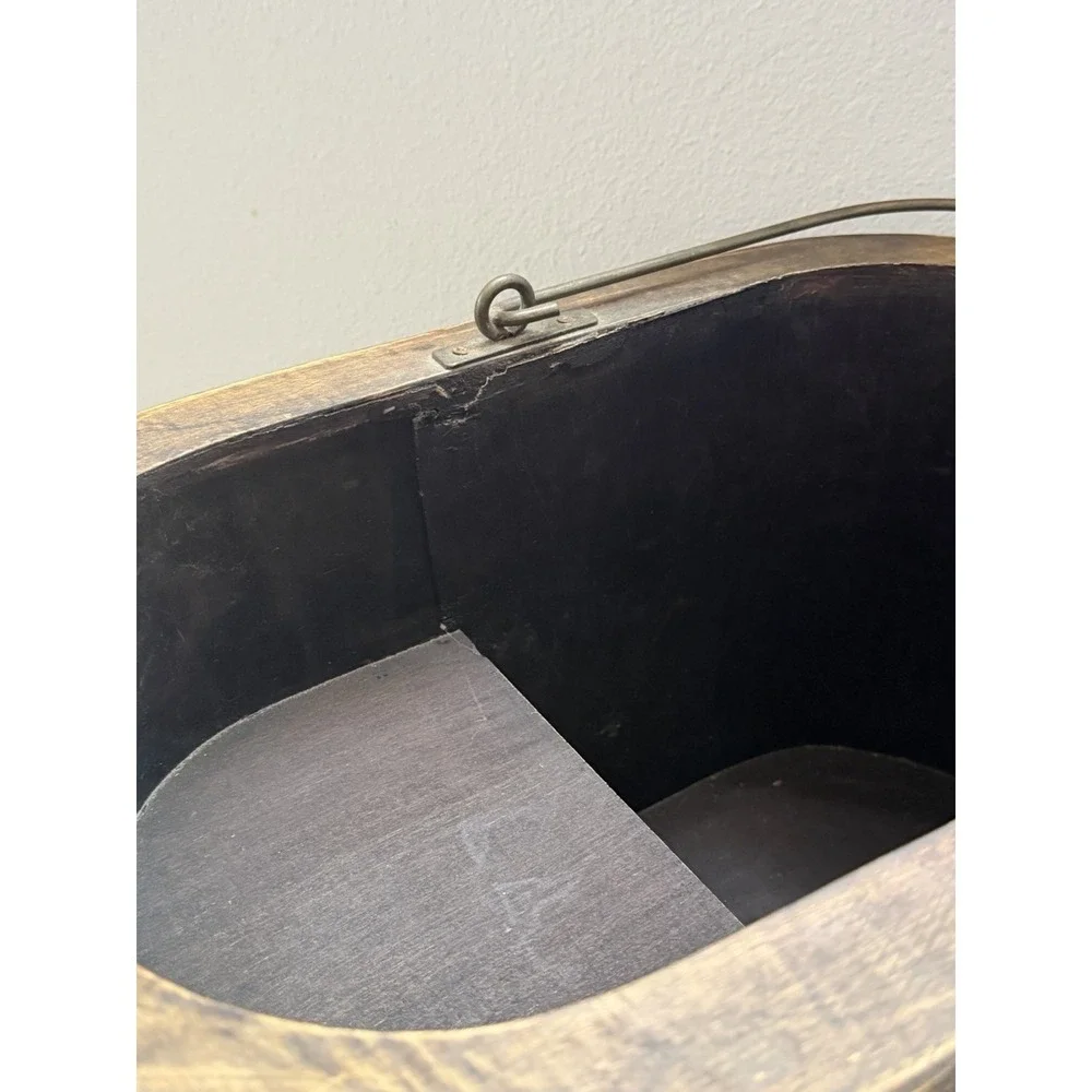 VTG Wood Wicker Stair Staircase‎ Basket 18